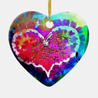 Hippy op Heart Rainbow Tie Dye gift collectie Keramisch Ornament
