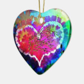 Hippy op Heart Rainbow Tie Dye gift collectie Keramisch Ornament (Links)