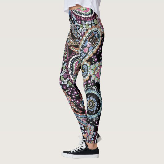 Hippy Paisley Bandanna Unique Retro Pants Custom Leggings (Links)