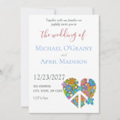 Hippy Peace Floral Colorful Weddenschap Kaart (Voorkant)