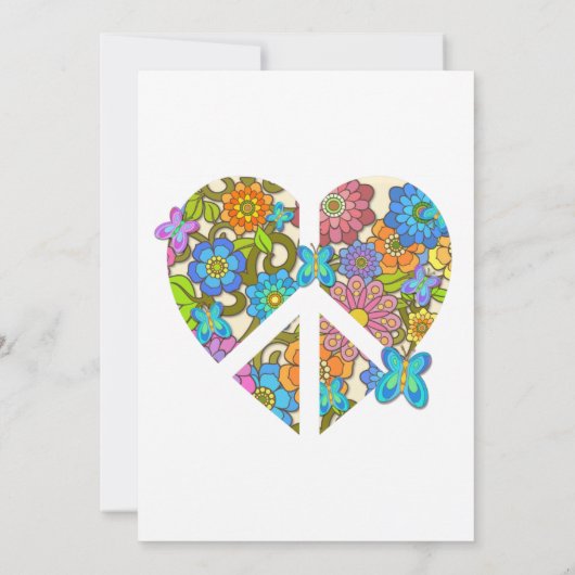 Hippy Peace Floral Colorful Weddenschap Kaart (Achterkant)
