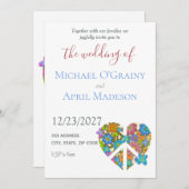 Hippy Peace Floral Colorful Weddenschap Kaart (Voorkant / Achterkant)