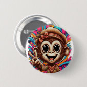 "Hippy Peace Monkey" Button (Voorkant /achterkant)