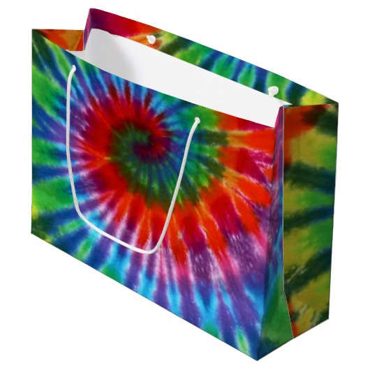 Hippy Peace Retro 60s Tie Dye Groot Cadeauzakje (Voorkant Gekanteld)