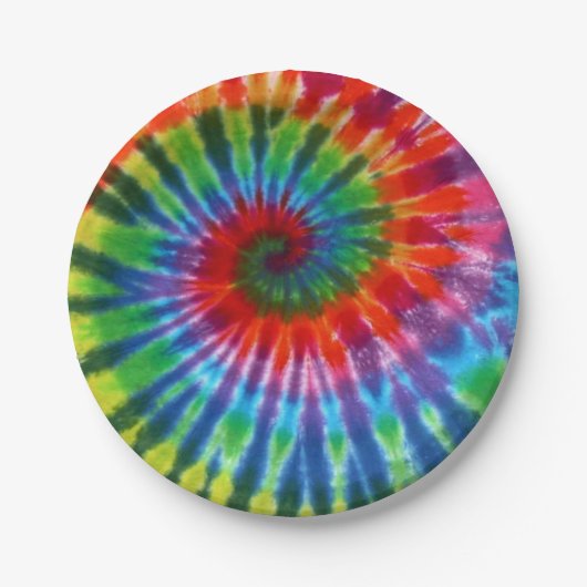 Hippy Peace Retro 60s Tie Dye Papieren Bordje (Voorkant)