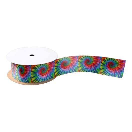 Hippy Peace Retro 60s Tie Dye Satijnen Lint (Spoel)