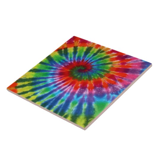 Hippy Peace Retro 60s Tie Dye Tegeltje (Zijkant)