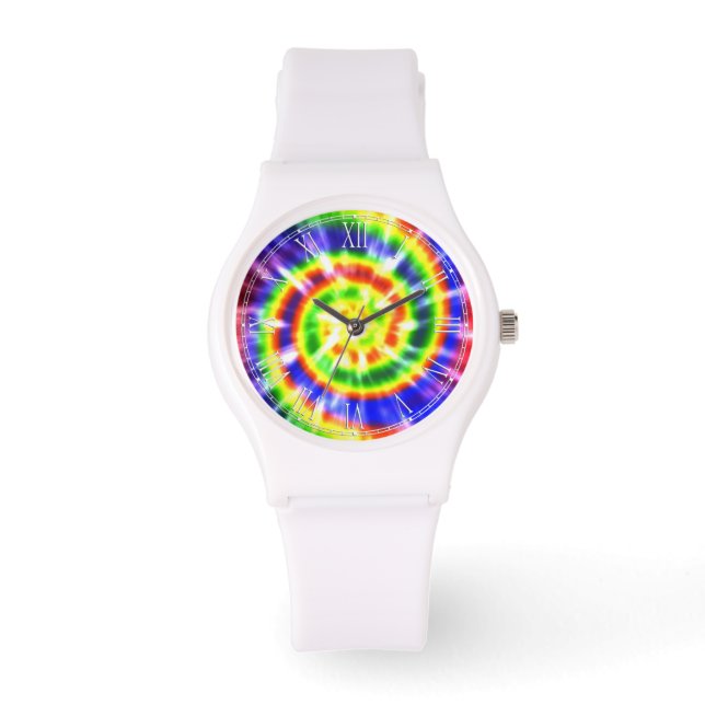 Hippy Peace Retro Tie Dye Colorful Boho Horloge (Voorkant)
