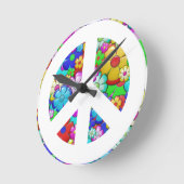 Hippy peace sign round clock ronde klok (Hoek)