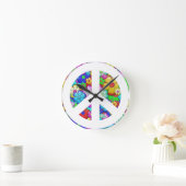Hippy peace sign round clock ronde klok (Huis)