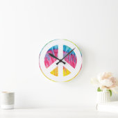 Hippy peace sign round clock ronde klok (Huis)