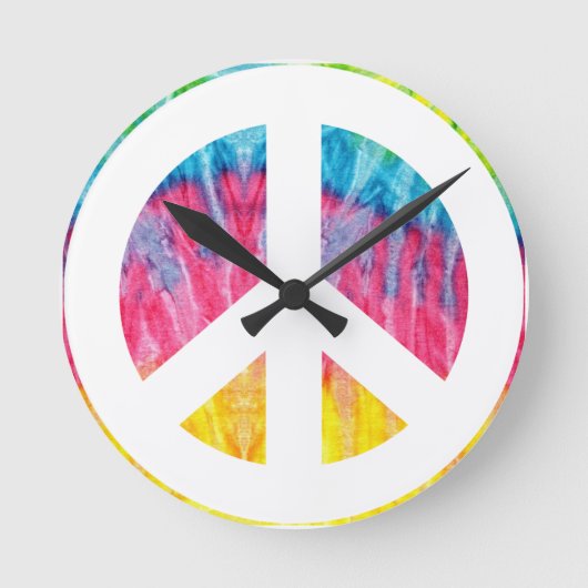 Hippy peace sign round clock ronde klok (Voorkant)