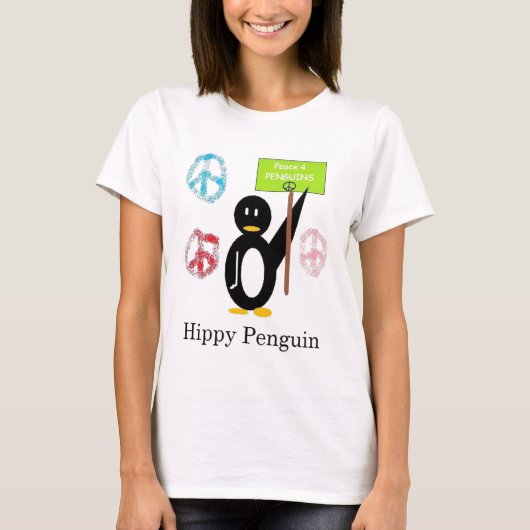 Hippy Penguin dubbel ontwerp T-shirt (Voorkant)