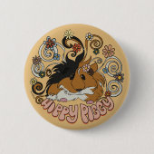 Hippy Piggy - Schattigee proefkonijn illustratie Ronde Button 5,7 Cm (Voorkant)