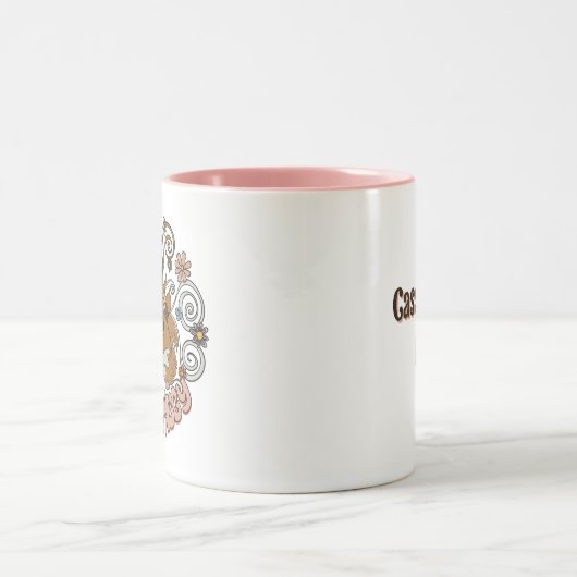 Hippy Piggy - Schattigee proefkonijn illustratie Tweekleurige Koffiemok (Center)