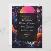 Hippy Psychedelic 70s 60s bruiloft uitnodiging (Voorkant)