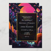 Hippy Psychedelic 70s 60s bruiloft uitnodiging (Voorkant / Achterkant)