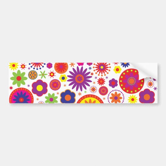 Hippy Rainbow Flowers Bumpersticker (Voorkant)