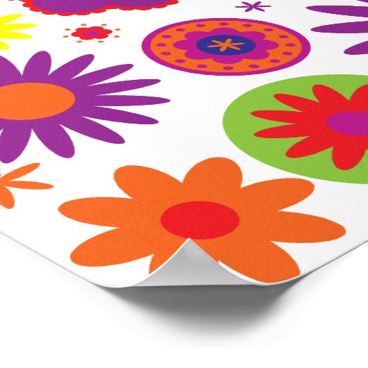 Hippy Rainbow Flowers Poster (Hoek)