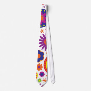 Hippy Rainbow Flowers Stropdas