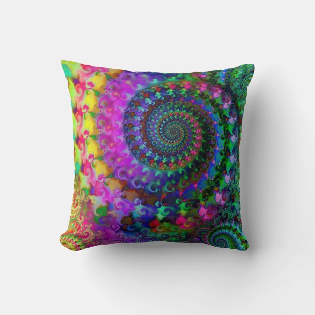 Hippy Rainbow Fractal Art Pattern Kussen (Voorkant)