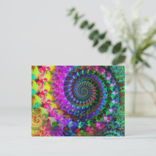 Hippy Rainbow Fractal Pattern Briefkaart (Staand voorkant)