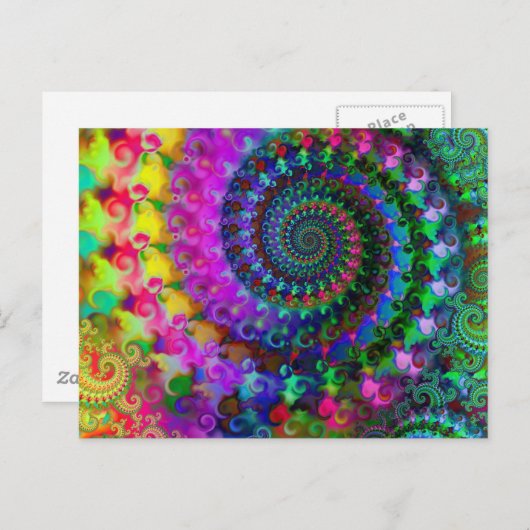 Hippy Rainbow Fractal Pattern Briefkaart (Voorkant / Achterkant)
