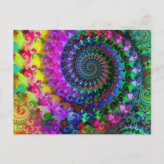 Hippy Rainbow Fractal Pattern Briefkaart (Voorkant)