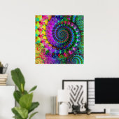 Hippy Rainbow Fractal Pattern Poster (Thuiskantoor)