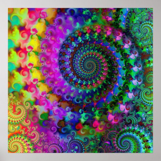 Hippy Rainbow Fractal Pattern Poster (Voorkant)