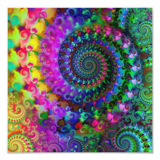 Hippy Rainbow Fractal Pattern Poster (Voorkant)