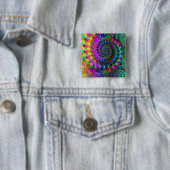 Hippy Rainbow Fractal Pattern Vierkante Button 5,1 Cm (In situ)