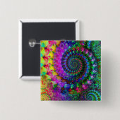 Hippy Rainbow Fractal Pattern Vierkante Button 5,1 Cm (Voorkant /achterkant)