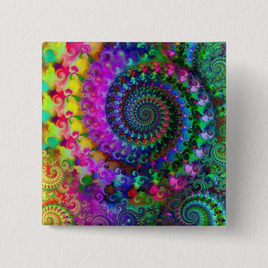 Hippy Rainbow Fractal Pattern Vierkante Button 5,1 Cm (Voorkant)