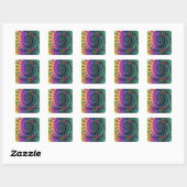 Hippy Rainbow Fractal Pattern Vierkante Sticker (Vel)