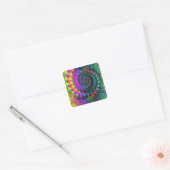 Hippy Rainbow Fractal Pattern Vierkante Sticker (Envelop)