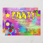 Hippy rainbow Retro verjaardagsfeestje Kaart (Voorkant / Achterkant)