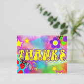 Hippy regenboogretro bedankt kaart (Staand voorkant)