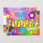 Hippy regenboogretro bedankt kaart (Voorkant / Achterkant)