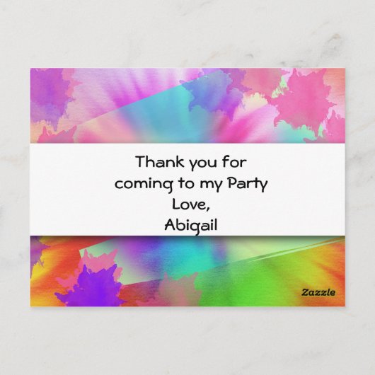 Hippy regenboogretro bedankt kaart (Achterkant)