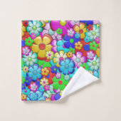 Hippy retro florale kunst bad handdoek (Wasdoekje)
