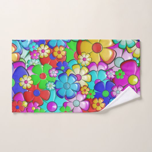 Hippy retro florale kunst bad handdoek (Handdoek)