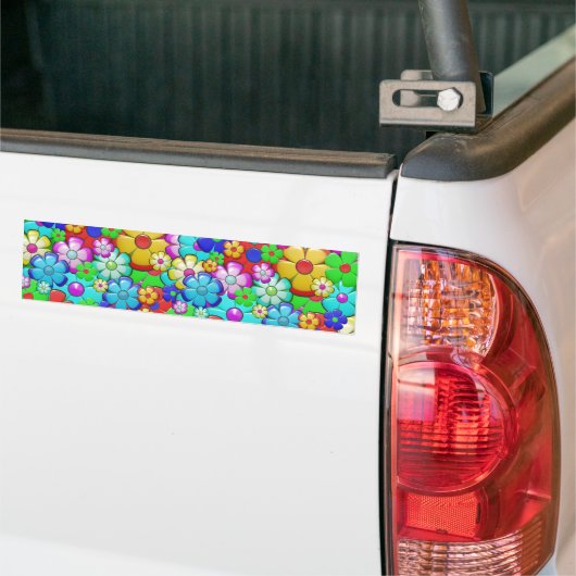 Hippy retro florale kunst bumpersticker (Op Truck)