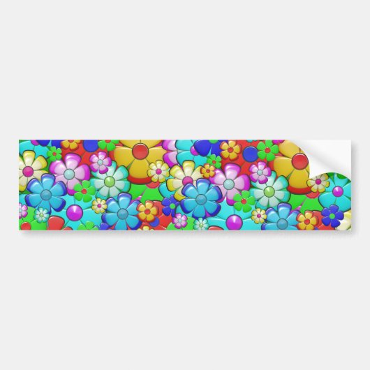 Hippy retro florale kunst bumpersticker (Voorkant)
