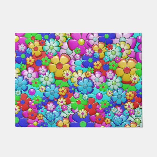 Hippy retro florale kunst deurmat (Voorkant)