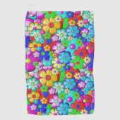 Hippy retro florale kunst golfhanddoek (Voorkant)