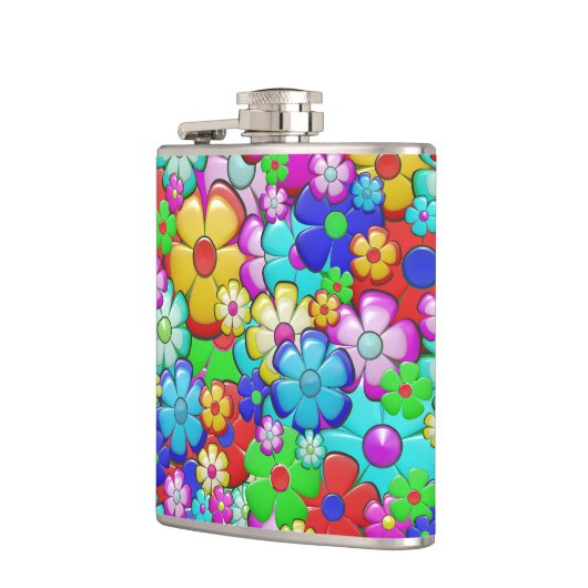 Hippy retro florale kunst heupfles (Links)