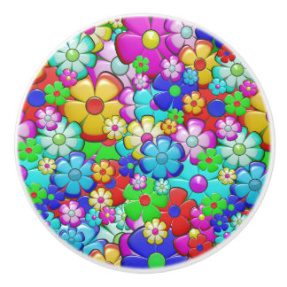 Hippy retro florale kunst keramische knop