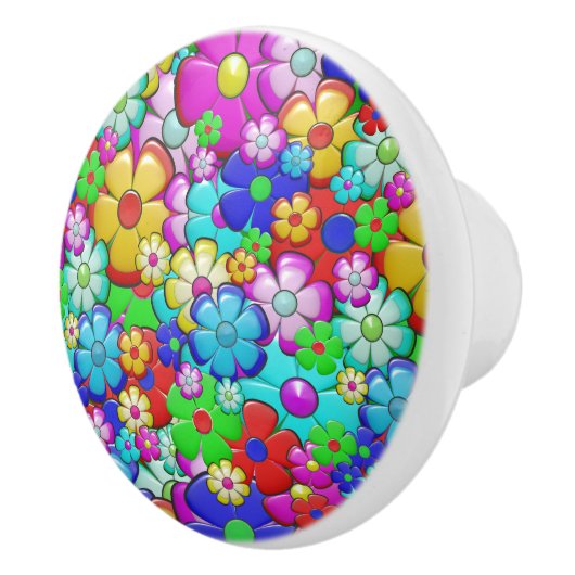 Hippy retro florale kunst keramische knop (Rechts)