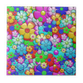 Hippy retro florale kunst tegeltje (Voorkant)